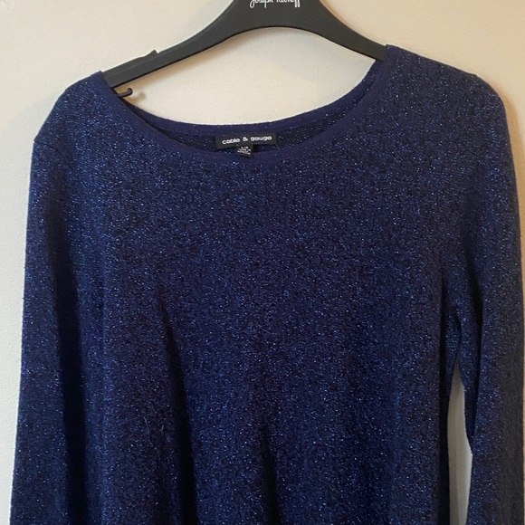 Sparkles Cable & Gauge Navy Blue Long Sleeve Sweater - Picture 2 of 5